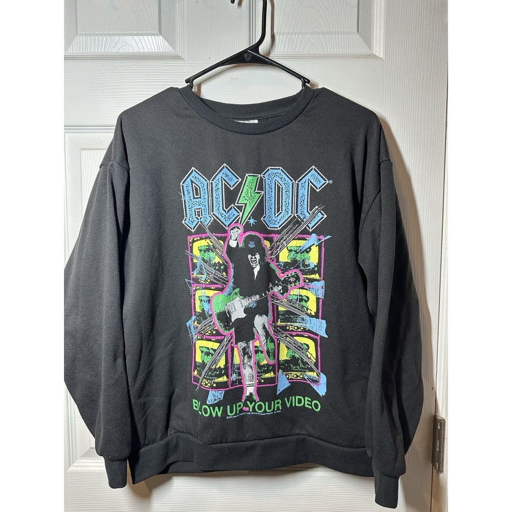 AC/DC Blow Up Your Video Rock and Roll Graphic Sweatshirt Size Small